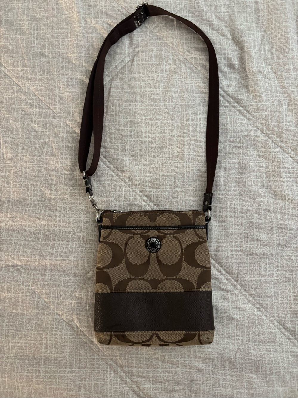 Coach Brown Signature Canvas Messenger Crossbody